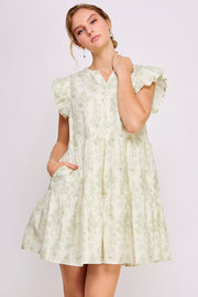 Floral Print Mini Dress | ABED7695 Green