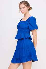 Elastic Puff Sleeve Top & Skirt Set | ABED7699