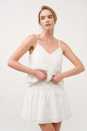 White Eyelet Peplum Top & Skirt Set I ABED7706