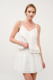 White Eyelet Peplum Top & Skirt Set I ABED7706