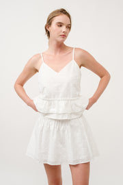 White Eyelet Peplum Top & Skirt Set I ABED7706