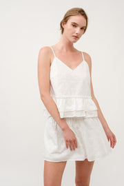 White Eyelet Peplum Top & Skirt Set I ABED7706