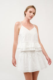 White Eyelet Peplum Top & Skirt Set I ABED7706