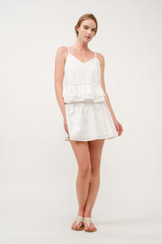 White Eyelet Peplum Top & Skirt Set I ABED7706