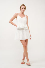 White Eyelet Peplum Top & Skirt Set I ABED7706