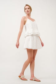 White Eyelet Peplum Top & Skirt Set I ABED7706