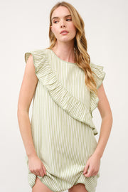Striped Ruffle Shift Dress I ABED7707 I SHIP 03/31/25