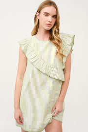 Striped Ruffle Shift Dress I ABED7707 I SHIP 03/31/25
