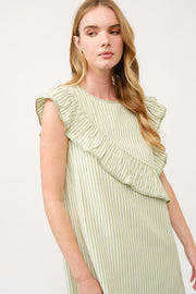 Striped Ruffle Shift Dress I ABED7707 I SHIP 03/31/25