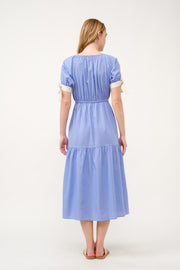 Tiered Midi Dress with Bow Tie Sleeves I ABED7710 I SHIP 03/31/25