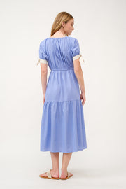 Tiered Midi Dress with Bow Tie Sleeves I ABED7710 I SHIP 03/31/25