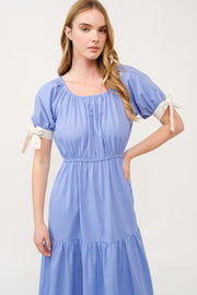 Tiered Midi Dress with Bow Tie Sleeves I ABED7710 I SHIP 03/31/25