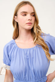 Tiered Midi Dress with Bow Tie Sleeves I ABED7710 I SHIP 03/31/25