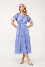 Load image into Gallery viewer, Tiered Midi Dress with Bow Tie Sleeves I ABED7710 I SHIP 03/31/25
