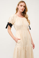 Load image into Gallery viewer, Tiered Midi Dress with Bow Tie Sleeves I ABED7710 I SHIP 03/31/25
