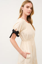 Load image into Gallery viewer, Tiered Midi Dress with Bow Tie Sleeves I ABED7710 I SHIP 03/31/25

