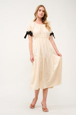Load image into Gallery viewer, Tiered Midi Dress with Bow Tie Sleeves I ABED7710 I SHIP 03/31/25

