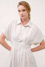 Load image into Gallery viewer, Striped Button-Up Midi Shirt Dress I ABED7712 Taupe
