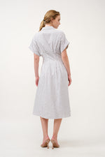 Load image into Gallery viewer, Striped Button-Up Midi Shirt Dress I ABED7712 Taupe
