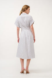 Striped Button-Up Midi Shirt Dress I ABED7712 Blue