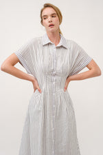 Load image into Gallery viewer, Striped Button-Up Midi Shirt Dress I ABED7712 Taupe
