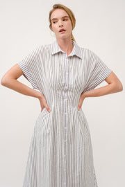 Striped Button-Up Midi Shirt Dress I ABED7712 Blue