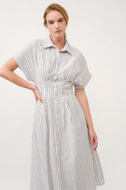 Striped Button-Up Midi Shirt Dress I ABED7712 Blue