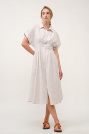 Striped Button-Up Midi Shirt Dress I ABED7712 Blue