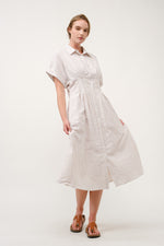 Load image into Gallery viewer, Striped Button-Up Midi Shirt Dress I ABED7712 Taupe
