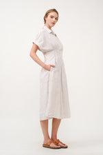 Load image into Gallery viewer, Striped Button-Up Midi Shirt Dress I ABED7712 Taupe
