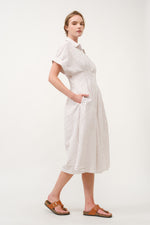 Load image into Gallery viewer, Striped Button-Up Midi Shirt Dress I ABED7712 Taupe
