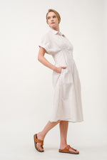 Load image into Gallery viewer, Striped Button-Up Midi Shirt Dress I ABED7712 Taupe
