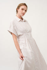 Load image into Gallery viewer, Striped Button-Up Midi Shirt Dress I ABED7712 Taupe
