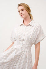 Load image into Gallery viewer, Striped Button-Up Midi Shirt Dress I ABED7712 Taupe
