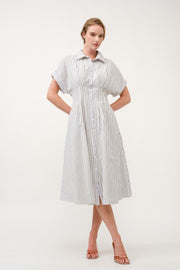 Striped Button-Up Midi Shirt Dress I ABED7712 Blue