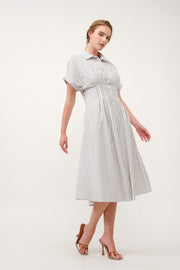 Striped Button-Up Midi Shirt Dress I ABED7712 Blue