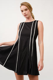 Sleeveless A-Line Dress with Piping Detail  I ABED7713 BLACK