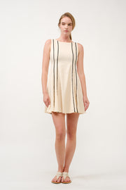 Sleeveless A-Line Dress with Piping Detail  I ABED7713 BLACK