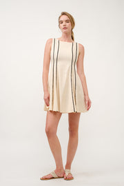 Sleeveless A-Line Dress with Piping Detail  I ABED7713 BLACK