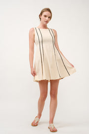 Sleeveless A-Line Dress with Piping Detail  I ABED7713 BLACK