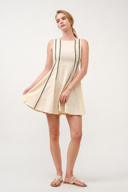 Sleeveless A-Line Dress with Piping Detail  I ABED7713 BLACK