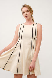 Sleeveless A-Line Dress with Piping Detail  I ABED7713 BLACK