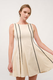 Sleeveless A-Line Dress with Piping Detail  I ABED7713 BLACK