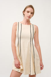 Sleeveless A-Line Dress with Piping Detail  I ABED7713 BLACK