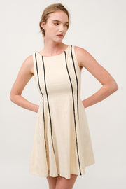 Sleeveless A-Line Dress with Piping Detail  I ABED7713 BLACK