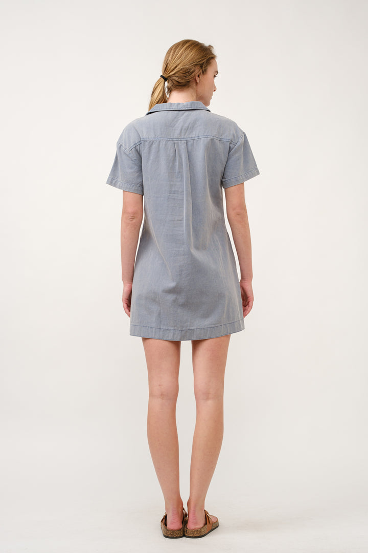 Casual Denim V-Neck Mini Dress I ABED7714 I SHIP 03/31/25