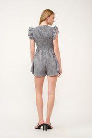 Gingham Smocked Romper  I ABED7734 I SHIP 03/31/25