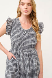 Gingham Smocked Romper  I ABED7734 I SHIP 03/31/25