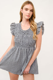 Gingham Smocked Romper  I ABED7734 I SHIP 03/31/25