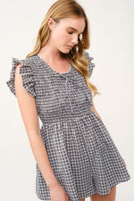 Load image into Gallery viewer, Gingham Smocked Romper  I ABED7734 I SHIP 03/31/25
